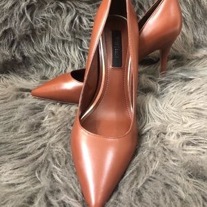 Brown leather heels